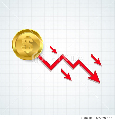 US Dollar red downfall crisis of economy. Vector illustration. US Dollar red downfall crisis of economy. Vector illustration. 89290777