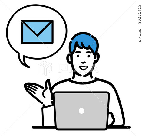 ラップトップの前でメールの説明をしている若い男性 89291415