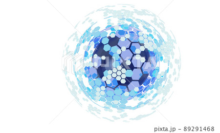 CGヘキサゴン 多重構造の六角形で構成された球体のイラスト素材