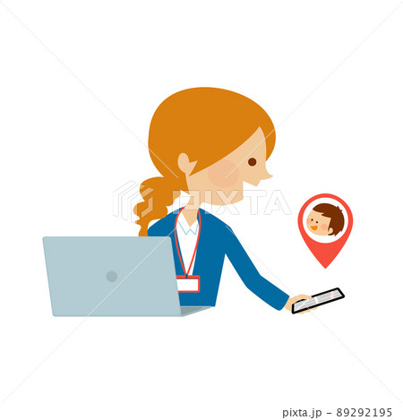 GPS　子供の位置情報を見るお母さん 89292195