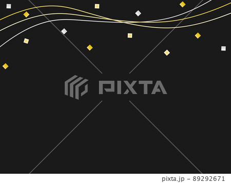 金銀の紙吹雪と3本のラインの高級感のある黒い背景のイラスト 89292671