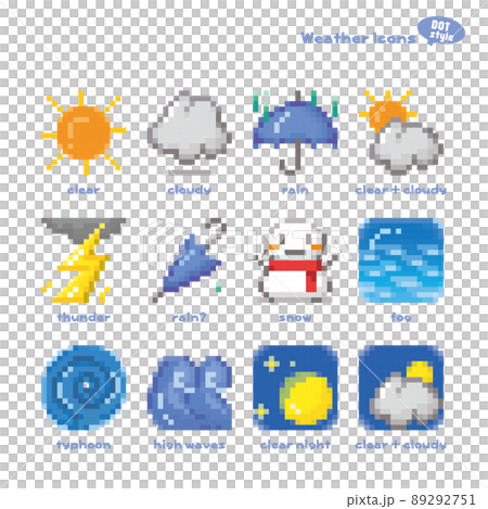 Weather forecast Weather icon Chimato DOT picture style (English version) Weather forecast Weather icon Chimato DOT picture style (English version) 89292751