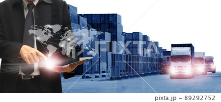 The world logistics  background or transportation Industry or shipping business, Container Cargo  shipment , truck delivery, airplane , import export Concept 89292752