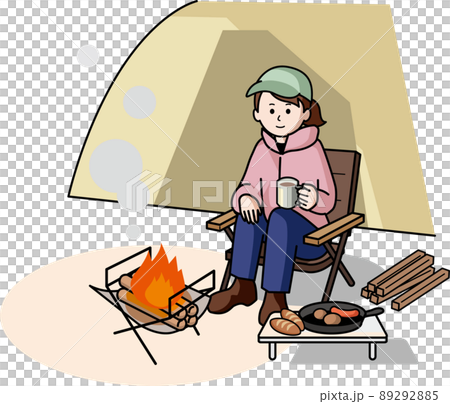 キャンプをする女性 キャンプをする女性 89292885