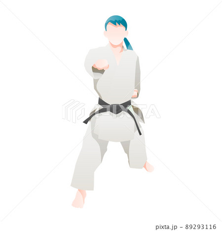 空手(形)をする女性のイラスト(白背景・ベクター・切り抜き) 空手(形)をする女性のイラスト(白背景・ベクター・切り抜き) 89293116