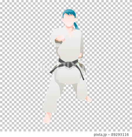 空手(形)をする女性のイラスト(白背景・ベクター・切り抜き) 空手(形)をする女性のイラスト(白背景・ベクター・切り抜き) 89293116