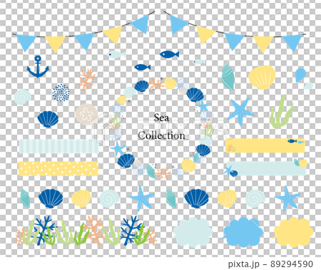 Illustration material set of sea motif 89294590