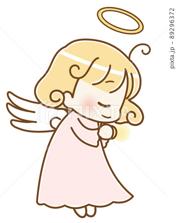 天使の祈り　右向き　ピンク　光 89296372