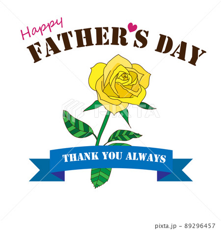 父の日のタイトルバナー 黄色いバラ(手描き) 89296457