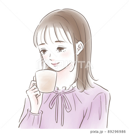 コーヒーを飲む女性のイラスト素材のイラスト素材