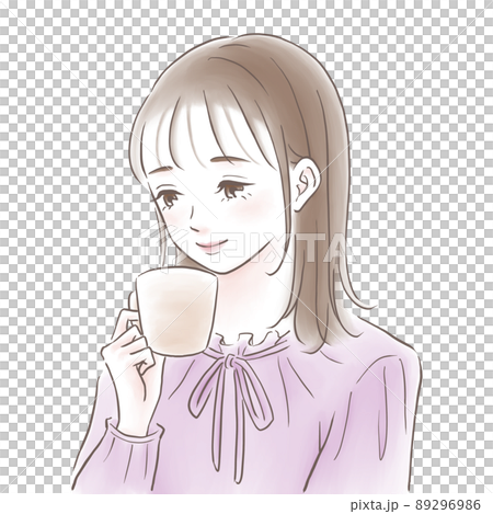 コーヒーを飲む女性のイラスト素材 89296986