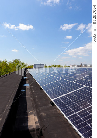 the solar panels on the roof 89297064