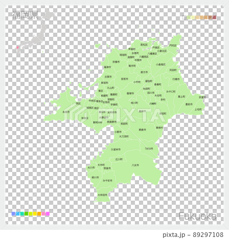 福岡県の地図・Fukuoka Map 89297108