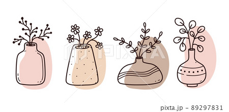 Set of abstract floral doodles with color organic shapes 89297831