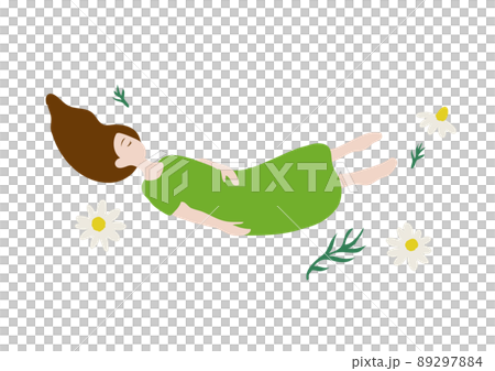 用洋甘菊的香味放鬆的女人 用洋甘菊的香味放鬆的女人 89297884