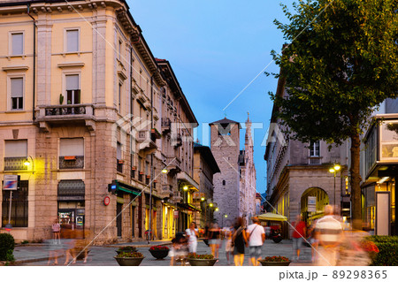 Street of Italian city of Como at twilight Street of Italian city of Como at twilight 89298365
