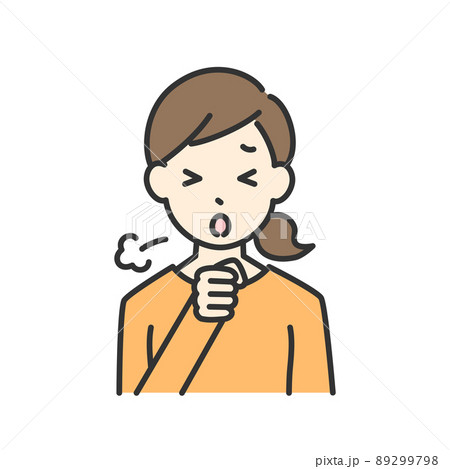 咳をしている女性のイラストのイラスト素材