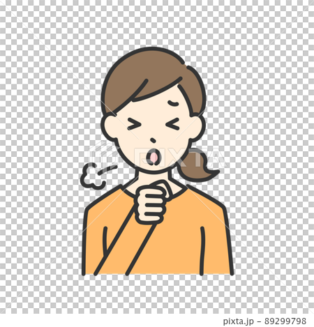 咳をしている女性のイラストのイラスト素材
