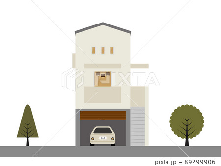 白い壁のペンシルハウスイメージイラスト 白い壁のペンシルハウスイメージイラスト 89299906