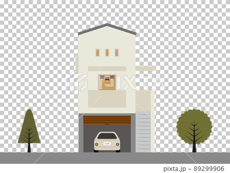 白い壁のペンシルハウスイメージイラスト 白い壁のペンシルハウスイメージイラスト 89299906