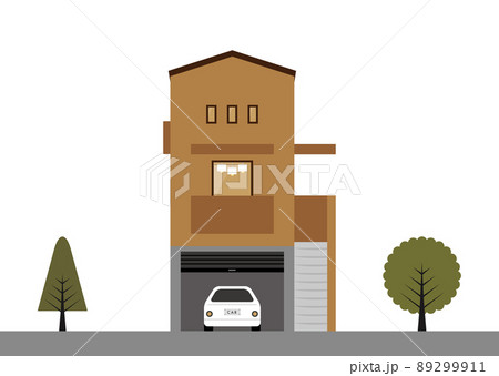 ペンシルハウス・二階建て・外観イラスト(ブラウン) ペンシルハウス・二階建て・外観イラスト(ブラウン) 89299911
