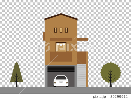 ペンシルハウス・二階建て・外観イラスト(ブラウン) ペンシルハウス・二階建て・外観イラスト(ブラウン) 89299911