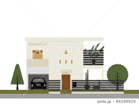 注文住宅・二階建てマイホームのイラスト素材(ホワイト) 注文住宅・二階建てマイホームのイラスト素材(ホワイト) 89299929