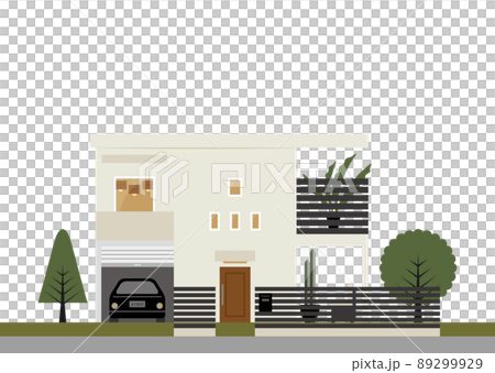 注文住宅・二階建てマイホームのイラスト素材(ホワイト) 注文住宅・二階建てマイホームのイラスト素材(ホワイト) 89299929