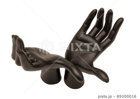 Old shabby mannequin hands on a white background Old shabby mannequin hands on a white background 89300016