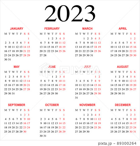 Calendar 2023. Week starts on Sunday. Basic grid 89300264