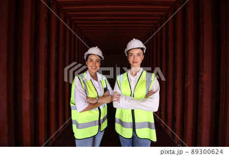 Foreman control Industrial Container Cargo freight ship at industry. Transportation and logistic. 89300624