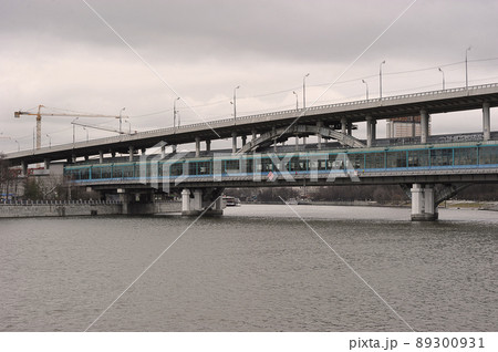 view of the Luzhniki bridge across the Moscow river in Moscow view of the Luzhniki bridge across the Moscow river in Moscow 89300931