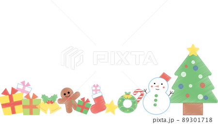 クリスマスイラスト　鉛筆画風　横サイズ 89301718