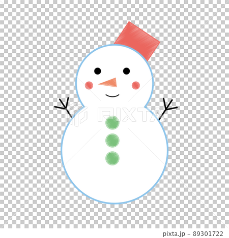 クリスマスイラスト　鉛筆画風　雪だるま 89301722