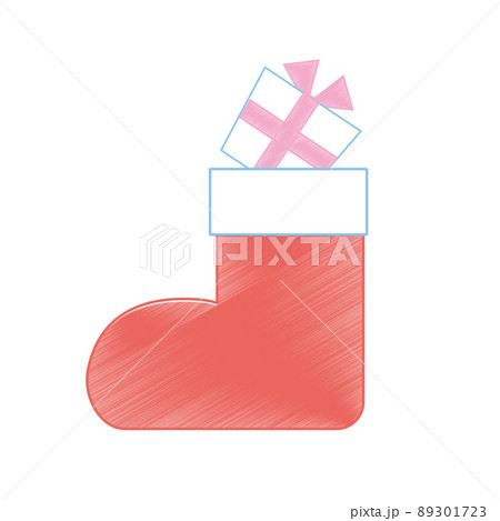 クリスマスイラスト　鉛筆画風　プレゼントと長靴 89301723