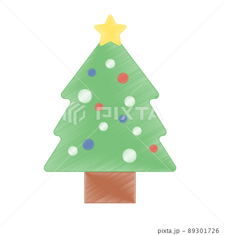 クリスマスイラスト　鉛筆画風　クリスマスツリー 89301726