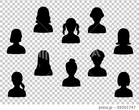女性のアイコン　シルエットセット　黒 89301747
