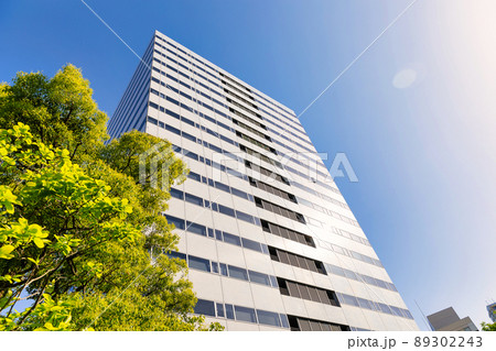 あおり構図の高層ビル 89302243