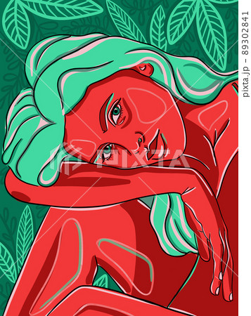 Abstract Modern Woman Portrait. Women empowerment. Minimalist Female simple contemporary art. Vivid colors, Floral Hand Drawn Femile poster card, logo, template Abstract Modern Woman Portrait. Women empowerment. Minimalist Female simple contemporary art. Vivid colors, Floral Hand Drawn Femile poster card, logo, template 89302841