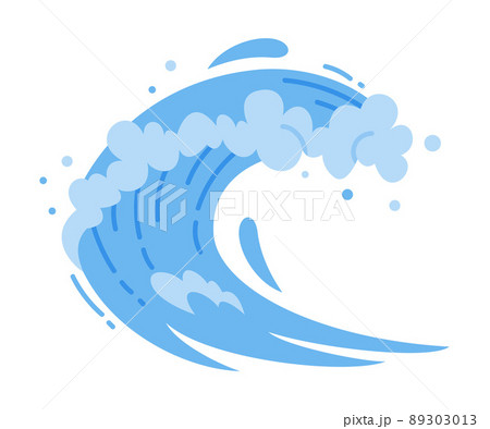 Wave Water Splash with Foam and Curve with Droplet Vector Illustration 89303013