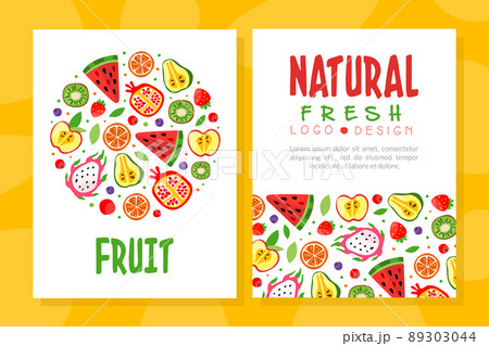 Juicy Fruit Design with Ripe Bright and Sweet Garden Food Vector Template Juicy Fruit Design with Ripe Bright and Sweet Garden Food Vector Template 89303044