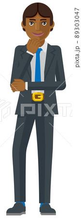 Asian Business Man Thinking Mascot Concept Asian Business Man Thinking Mascot Concept 89303047