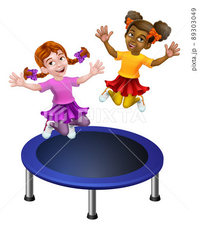 jumping on trampoline clipart