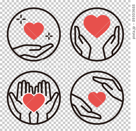 Hand and heart icon set 89303688