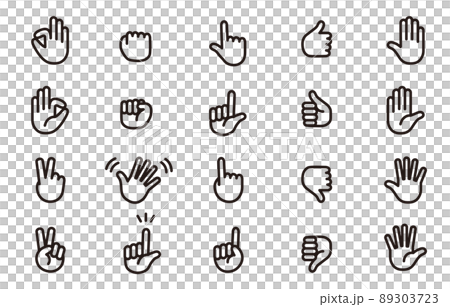 Monochrome simple hand icon set 89303723
