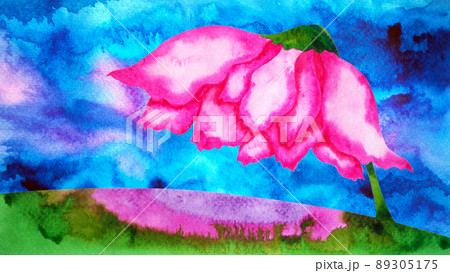 big rose flower abstract art watercolor painting illustration design drawing spiritual mental mind color artwork background 89305175