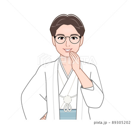 和服を着た若いイケメンの男性 89305202