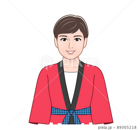 和服を着た若いイケメンの男性のイラスト素材 和服を着た若いイケメンの男性のイラスト素材