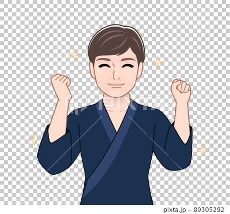 和服を着た若いイケメンの男性 89305292