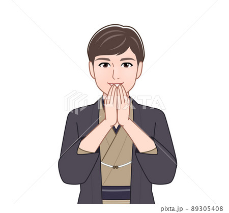 和服を着た若いイケメンの男性 89305408